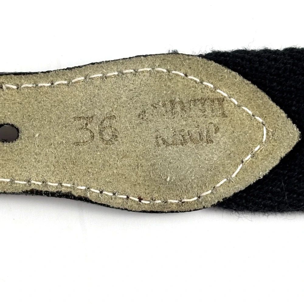 John Henry Woven Surcingle Belt Mens 36 Navy Blue Brown Leather Brass Classic
